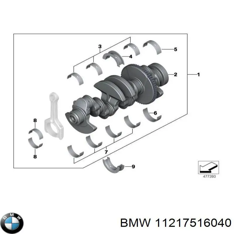 Коленвал двигателя 11217516040 BMW