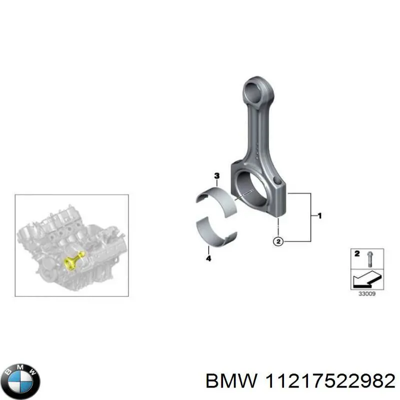 11217522982 BMW вкладыши коленвала коренные, комплект, стандарт (std)