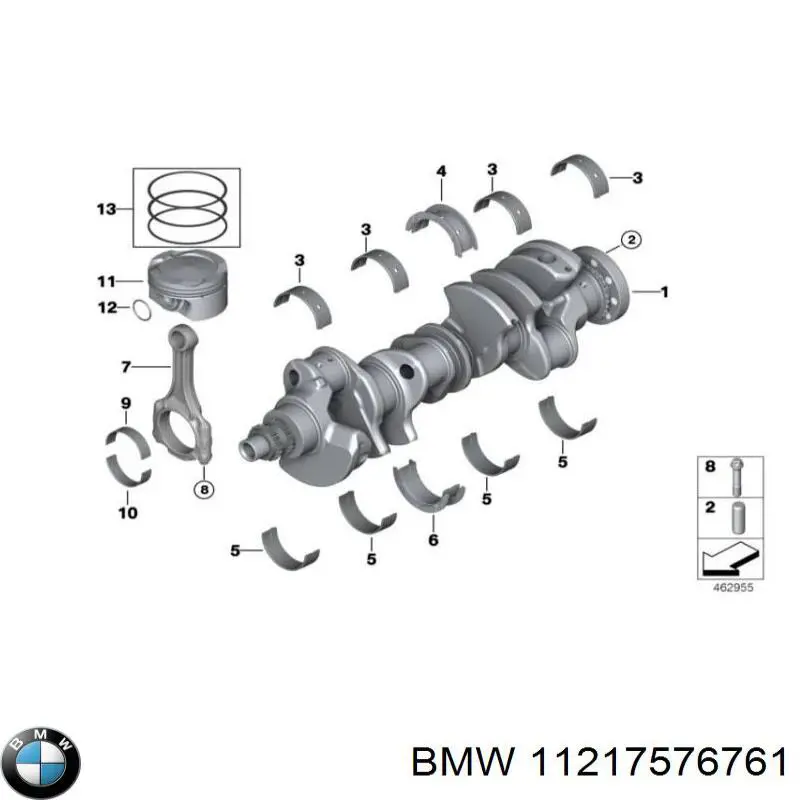 Вкладыши коленвала, коренные, комплект, 1-й ремонт (+0,25) BMW 11217576761 цена, от 40.70 USD