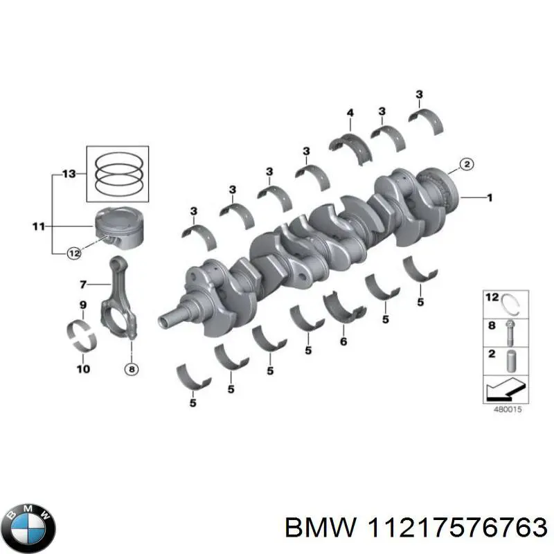 Вкладыши коленвала коренные, комплект, 1-й ремонт (+0,25) 11217576763 BMW