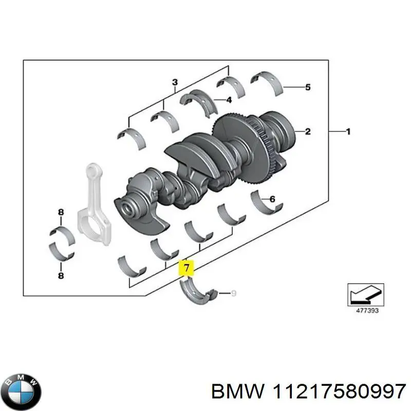 Вкладыши коленвала коренные, стандарт (STD) BMW 11217580997 цена, от 30.75 USD