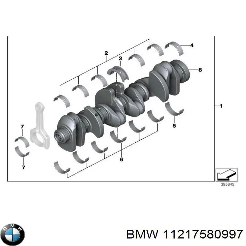 Купить 11217580997 BMW Вкладыши коленвала, коренные, комплект, стандарт (STD)