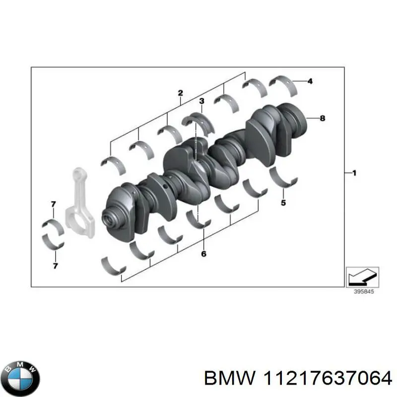 Вкладыши коленвала коренные, комплект, 1-й ремонт (+0,25) 11217637064 BMW