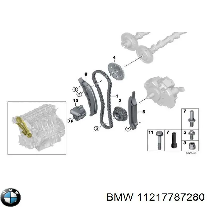 11217787280 BMW engrenagem de cadeia da roda dentada de acionamento de cambota de motor