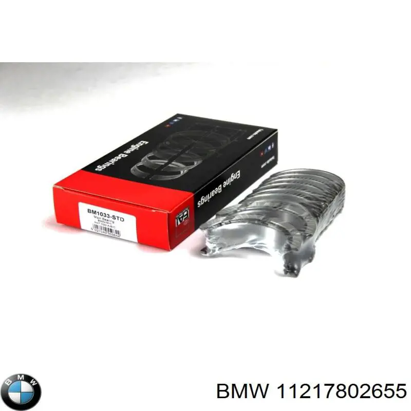 11217802655 BMW вкладыши коленвала коренные, комплект, стандарт (std)