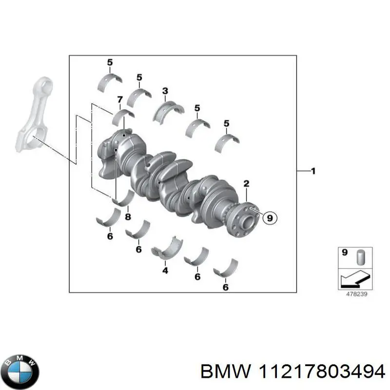 Вкладыши коленвала коренные, комплект, 1-й ремонт (+0,25) 11217803494 BMW