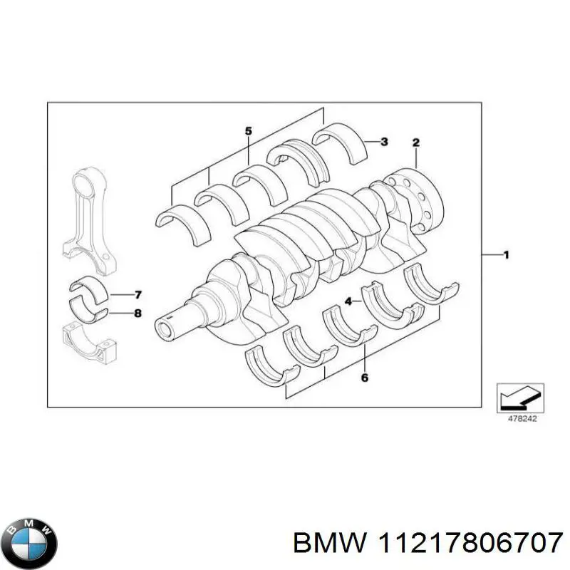 Вал коленчатый и маховик BMW 11217806707 цена, от 183.70 USD