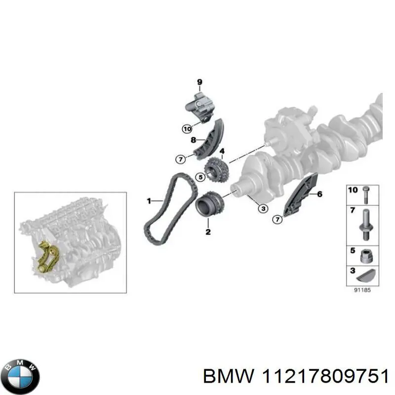 11217809751 BMW engrenagem de cadeia da roda dentada de acionamento de cambota de motor