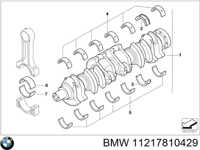 11217810429 BMW вкладыши коленвала коренные, комплект, стандарт (std)