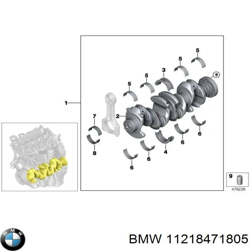 Вкладыши коленвала коренные, комплект, стандарт (STD) на BMW 5 (F10) купить.