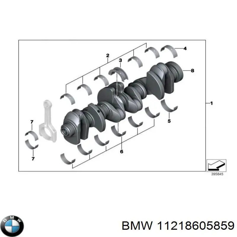 Купить 11218605859 BMW Вкладыши коленвала коренные, комплект, 1-й ремонт (+0,25)