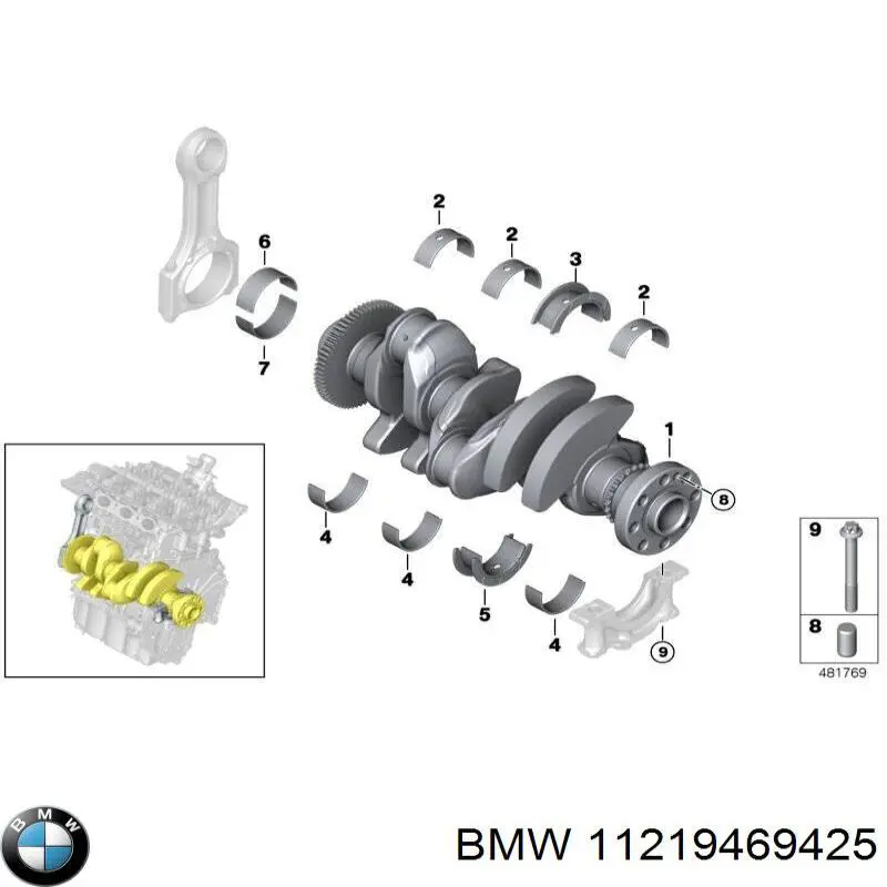 Вкладыши коленвала коренные, комплект, стандарт (STD) на BMW X1 (F48) купить.