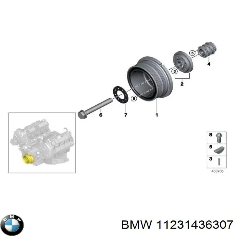 Шкив коленвала (демпфер) BMW 11231436307 цена, от 361.50 USD