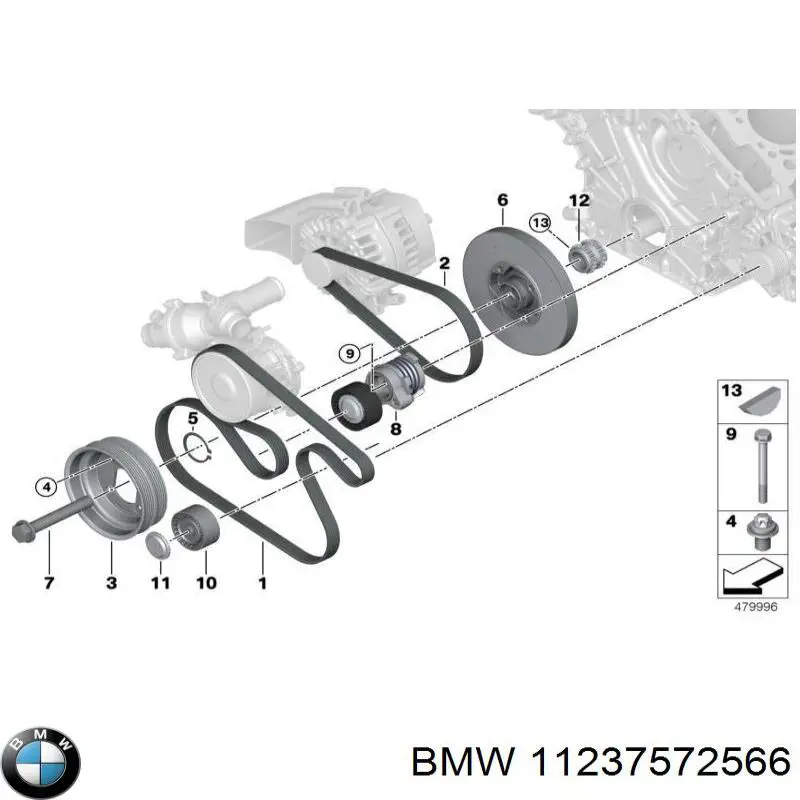 Шкив коленвала (демпфер) BMW 11237572566 цена, от 79.01 USD