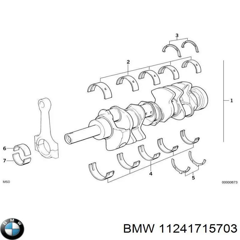 11241715703 BMW вкладыши коленвала шатунные, комплект, 1-й ремонт (+0,25)