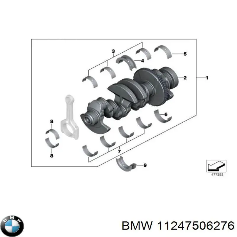 11247506276 BMW Вкладыши коленвала шатунные комплект 1-й ремонт