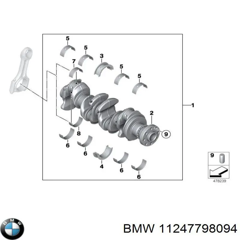 Вкладыши коленвала шатунные, комплект, 1-й ремонт (+0,25) 11247798094 BMW