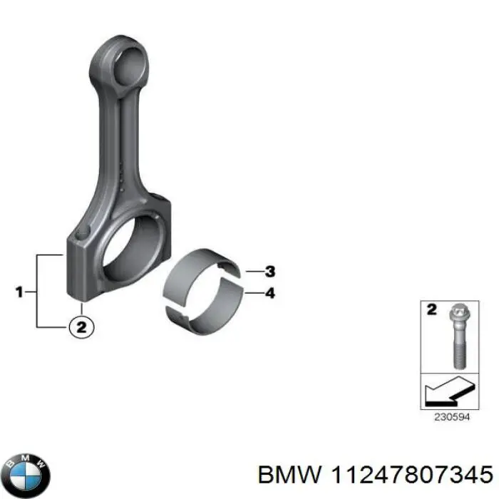 Шатун поршня двигателя 11247807345 BMW