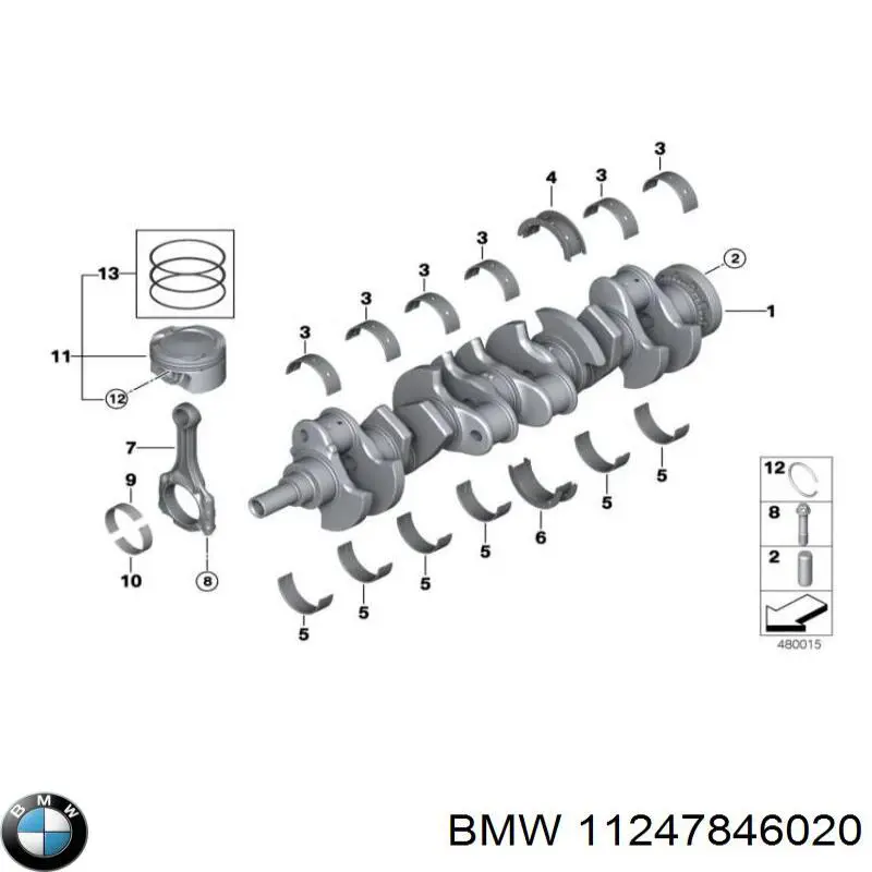 Купить 11247846020 BMW Вкладыши шатунные, 1-й ремонт