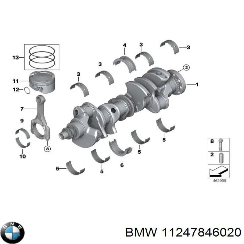 11247846020 BMW Вкладыши коленвала шатунные комплект 1-й ремонт