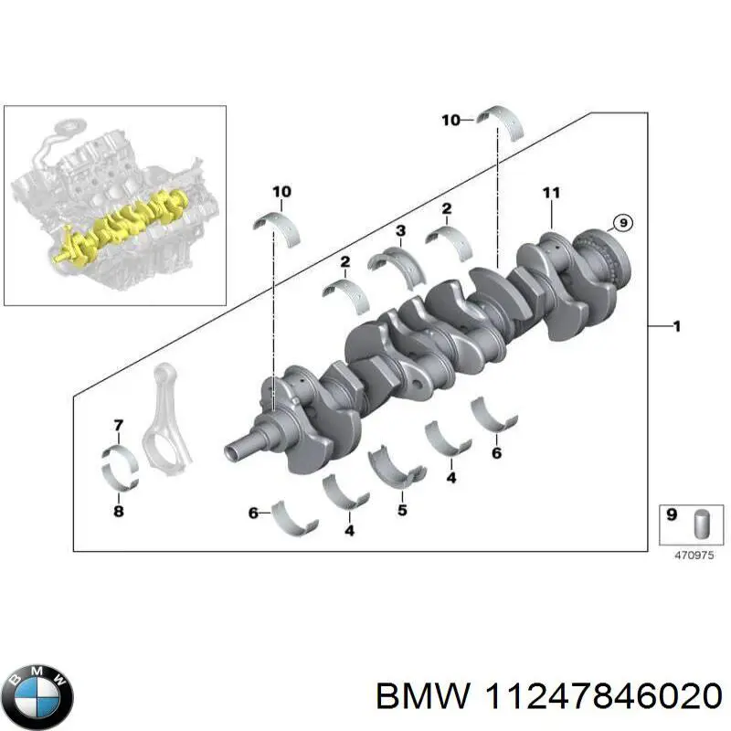 Вкладыши шатунные, 1-й ремонт 11247846020 BMW