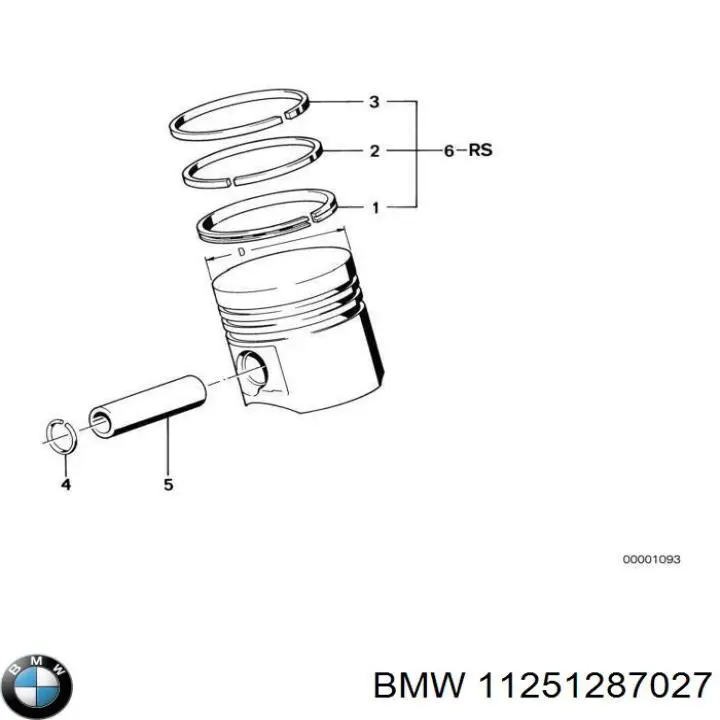 11251718944 BMW поршень в комплекте на 1 цилиндр, 2-й ремонт (+0,50)