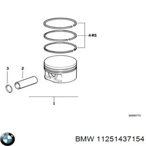11251437154 BMW поршень в комплекте на 1 цилиндр, 2-й ремонт (+0,50)