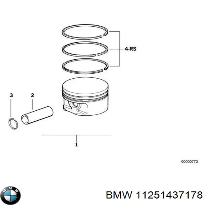 11251437178 BMW поршень в комплекте на 1 цилиндр, 1-й ремонт (+0,25)