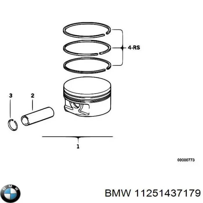 11251437179 BMW поршень в комплекте на 1 цилиндр, 2-й ремонт (+0,50)