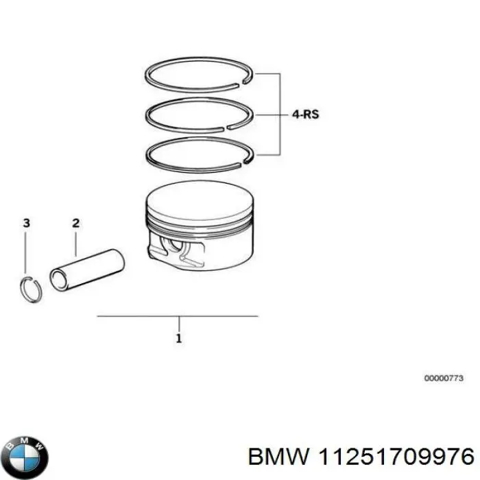 11251709976 BMW поршень в комплекте на 1 цилиндр, 2-й ремонт (+0,50)