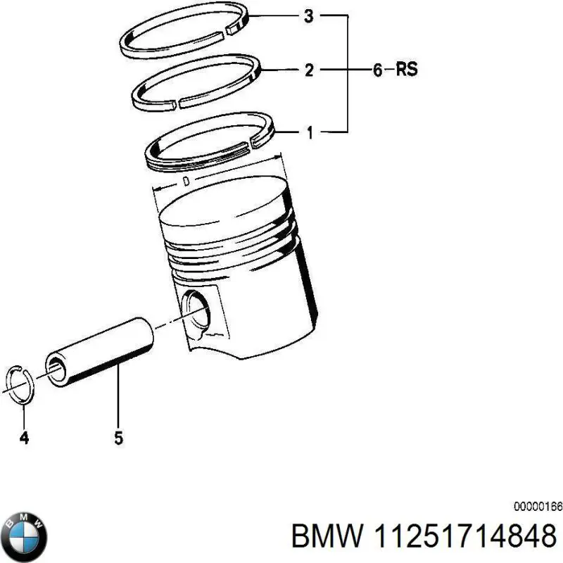 11251714848 BMW kit de anéis de pistão de motor, 1ª reparação ( + 0,25)