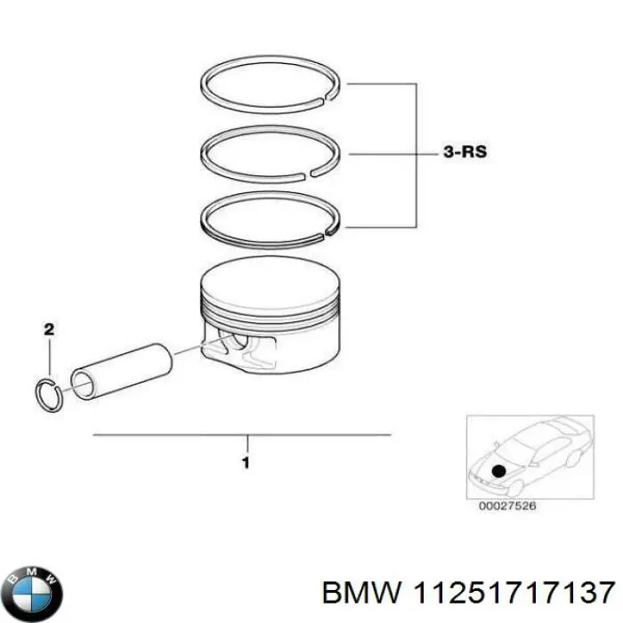 Поршень на 1 цилиндр 11251717137 BMW