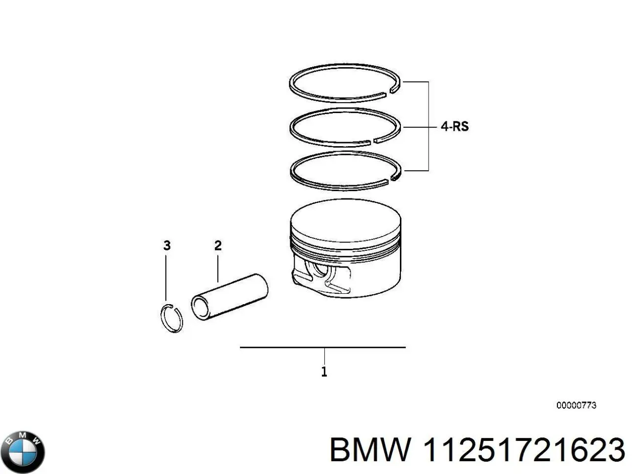 11251721623 BMW поршень в комплекте на 1 цилиндр, 1-й ремонт (+0,25)