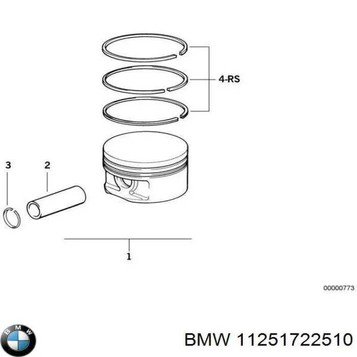 11251722510 BMW pistão do kit para 1 cilindro, std