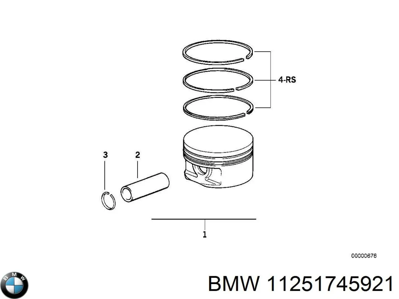 Кольца поршневые на 1 цилиндр, STD. BMW 11251745921
