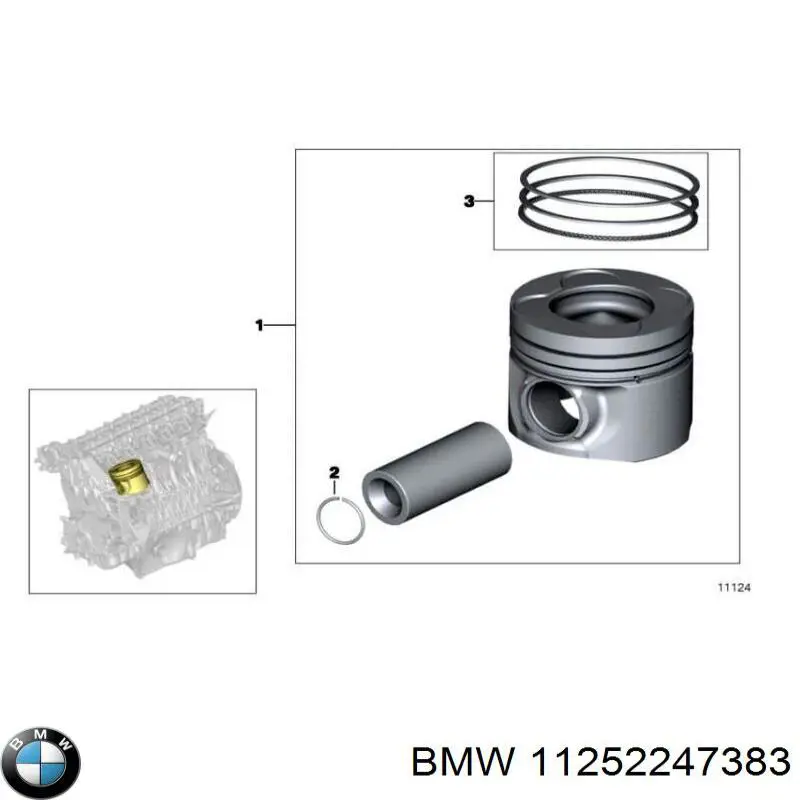 Кольца поршневые на 1 цилиндр, STD. BMW 11252247383
