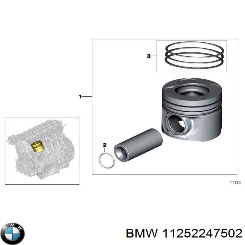 11252247502 BMW поршень в комплекте на 1 цилиндр, std