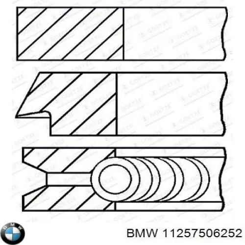 Комплект поршневых колец на 1 цилиндр, стандарт 11257506252 BMW