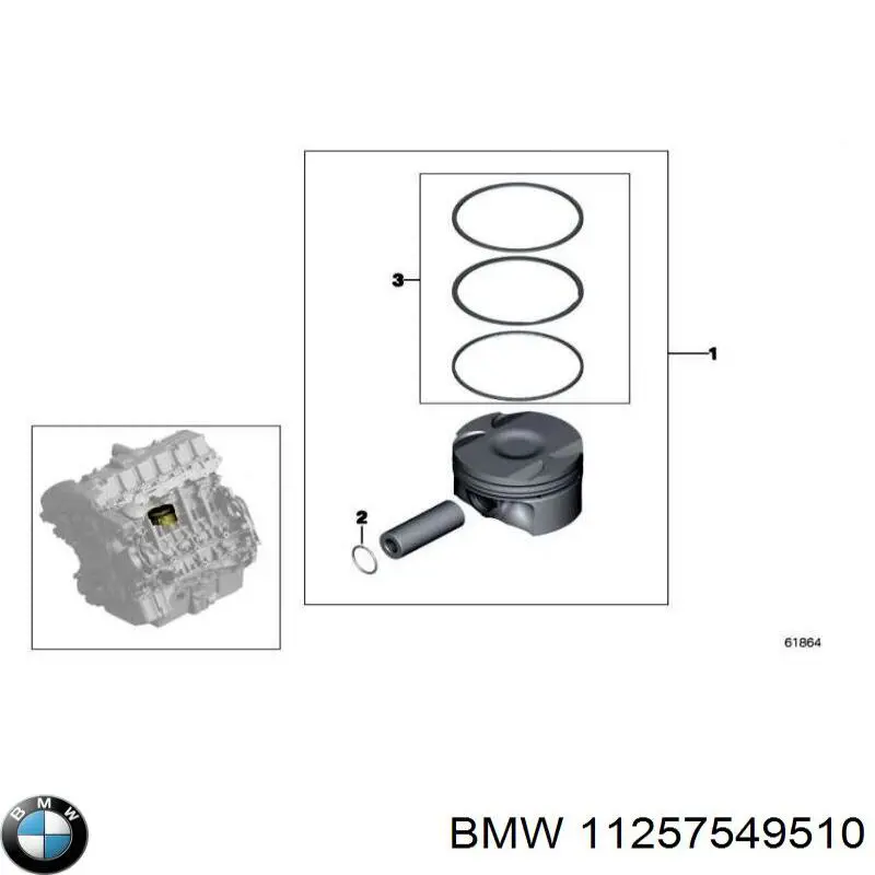 11257549510 BMW кольца поршневые на 1 цилиндр, std.
