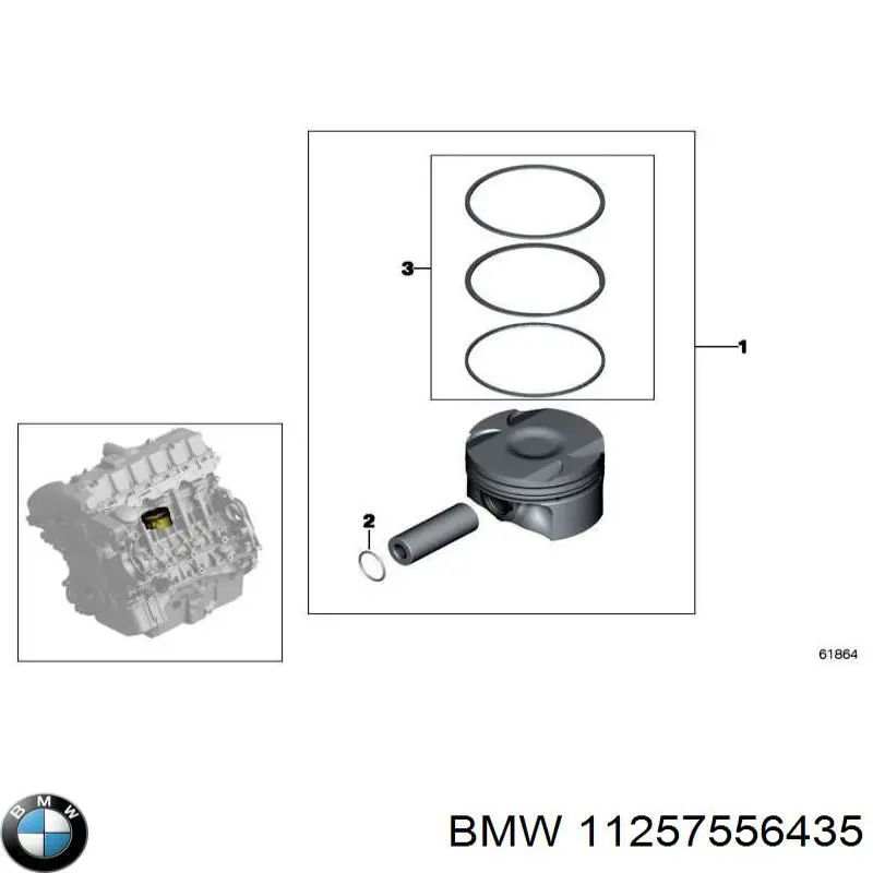11257556435 BMW кольца поршневые на 1 цилиндр, std.