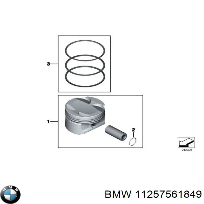 Кольца поршневые на 1 цилиндр, 1-й ремонт (+0,25) BMW 11257561849 цена, от 32.61 USD