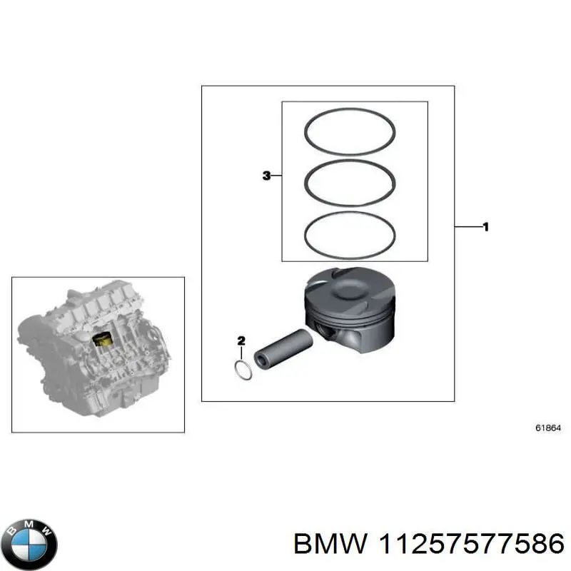 11257577586 BMW кольца поршневые на 1 цилиндр, std.