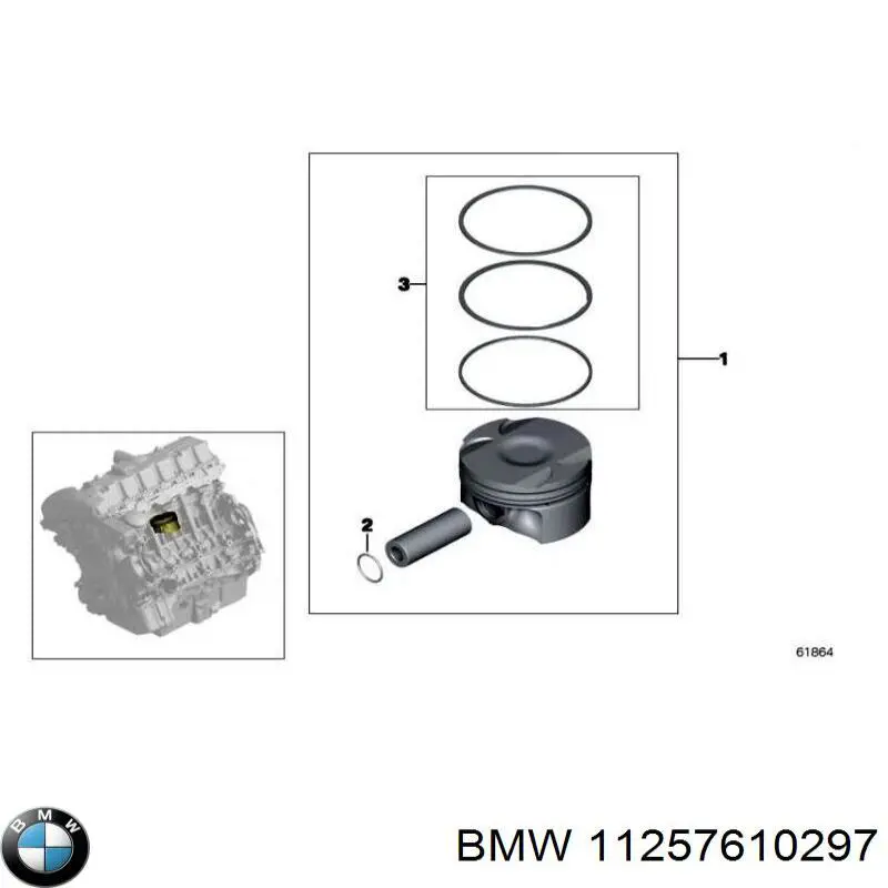 Кольца поршневые компрессора на 1 цилиндр, STD BMW 11257610297