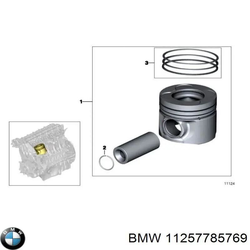 Кольца поршневые комплект на мотор, 1-й ремонт (+0,25) 11257785769 BMW