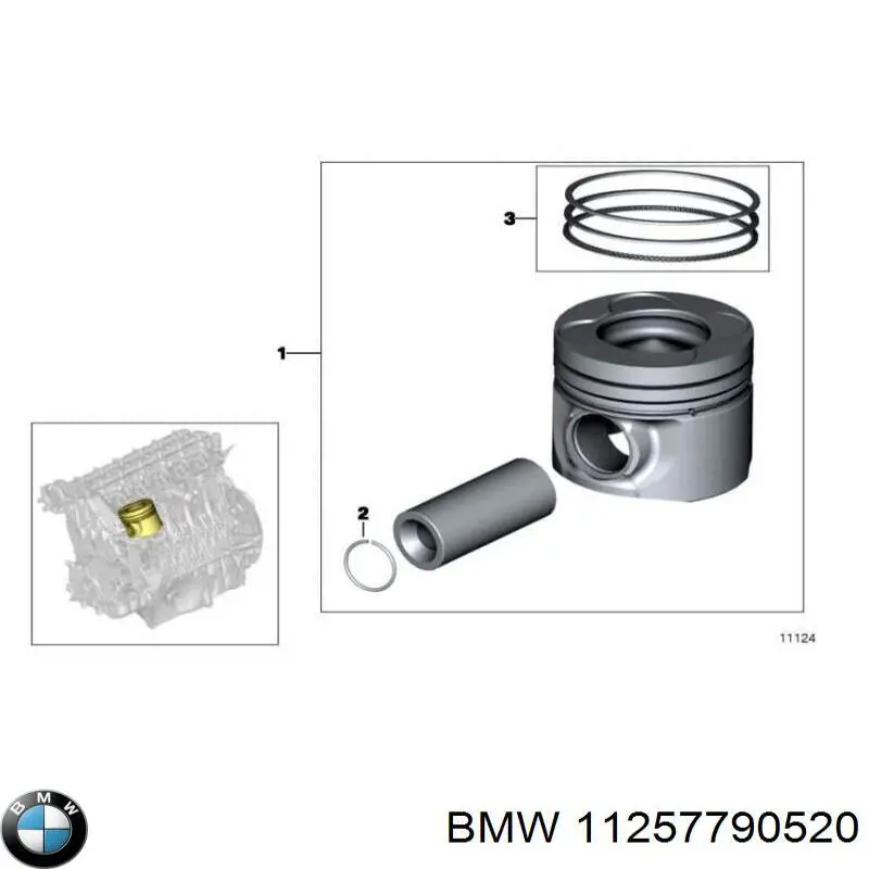 Кольца поршневые на 1 цилиндр, STD. BMW 11257790520