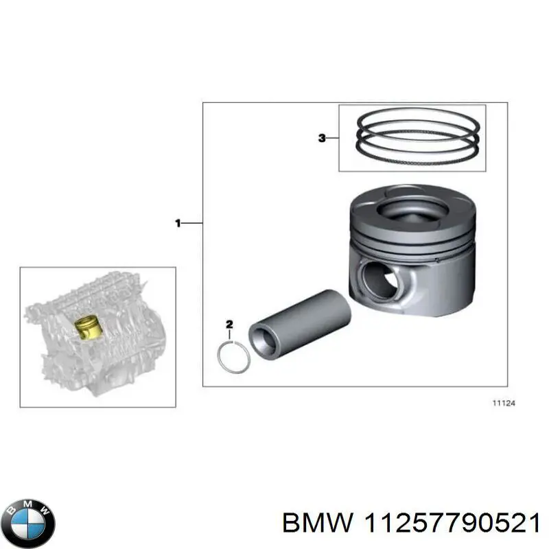 11257790521 BMW кольца поршневые на 1 цилиндр, std.