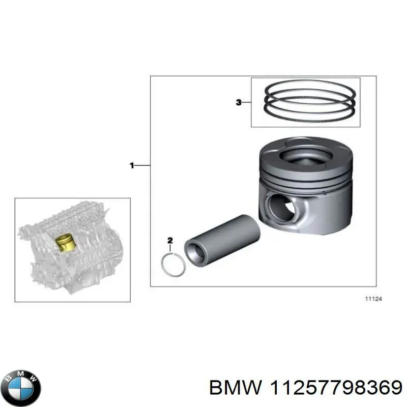 Кольца поршневые на 1 цилиндр, STD. BMW 11257798369