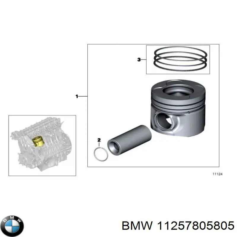 11257805805 BMW кольца поршневые на 1 цилиндр, std.