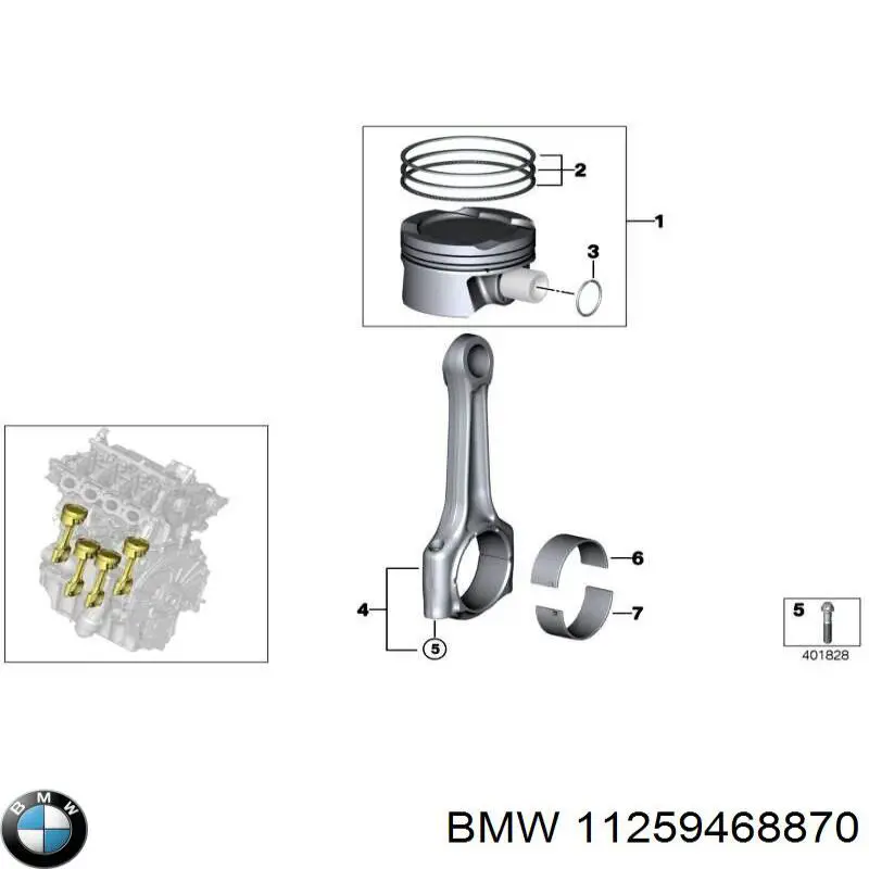 11258618502 BMW Поршень в комплекте на 1 цилиндр, STD