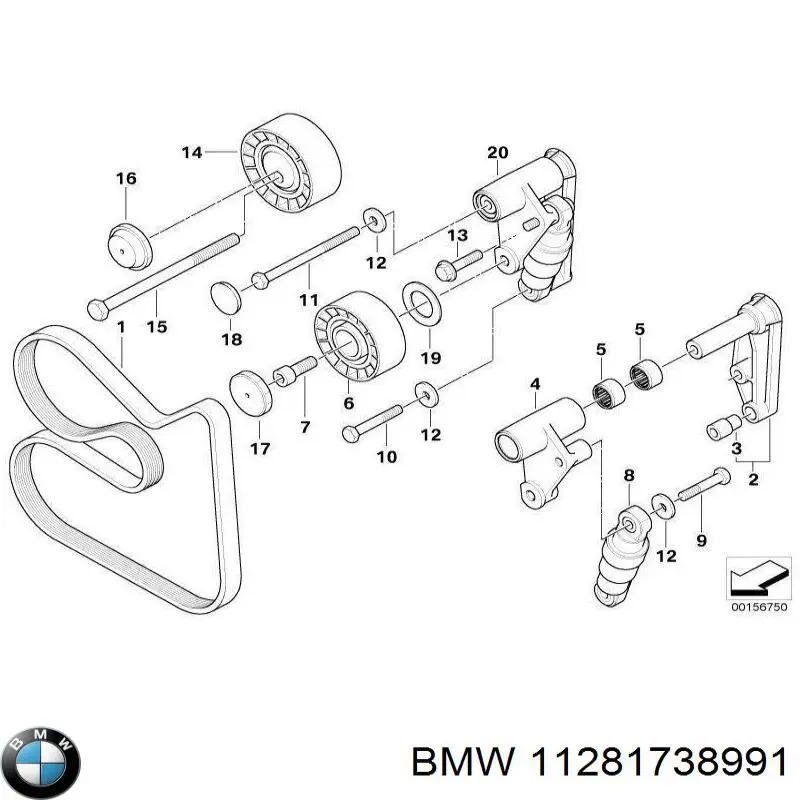 Клиновый ремень BMW 11281738991 цена, от 18.48 USD